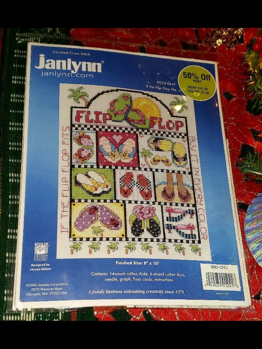 Janlynn Counted Cross Stitch Kit "If the Flip Flop Fits"